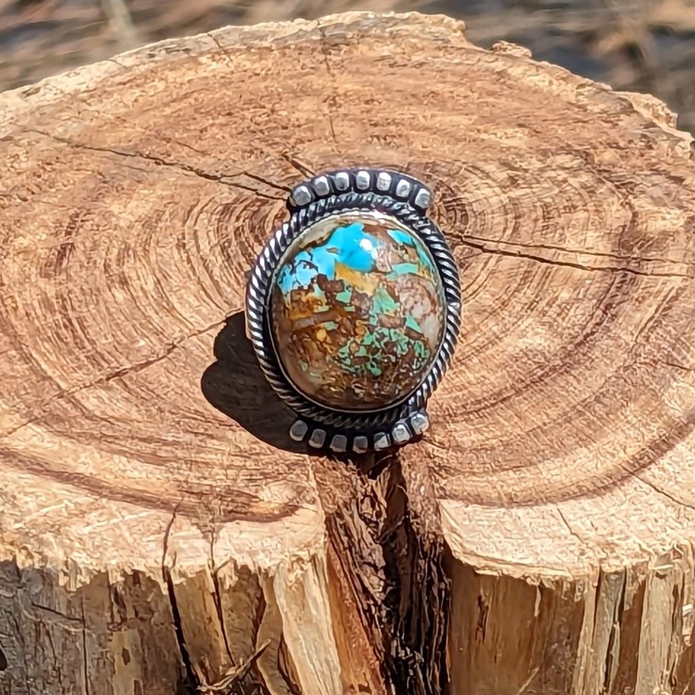 Turquoise and Silver Statement Ring - Picture 6 of 9